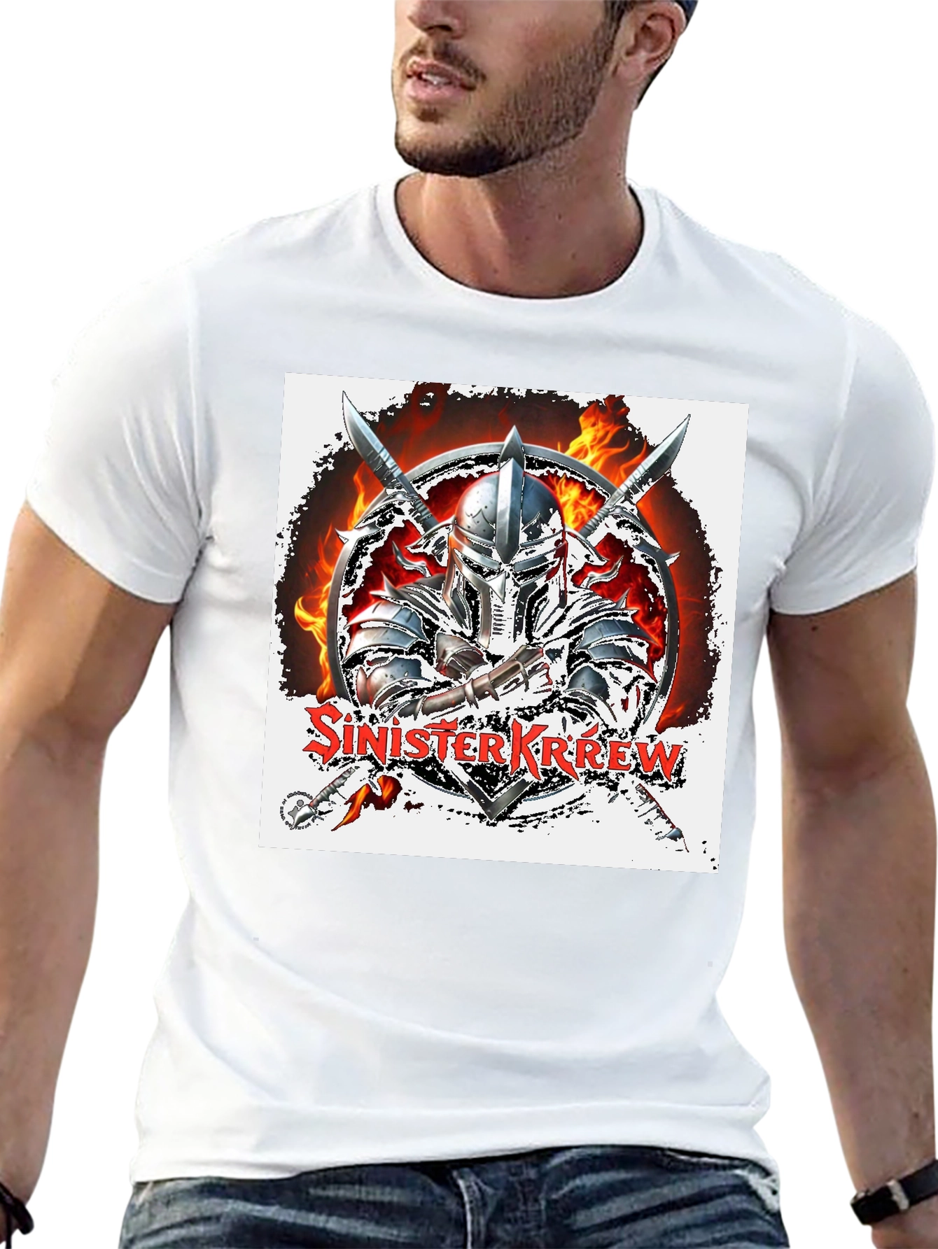 Sinister Krew Knight Graphic T-Shirt - Black Cotton Tee