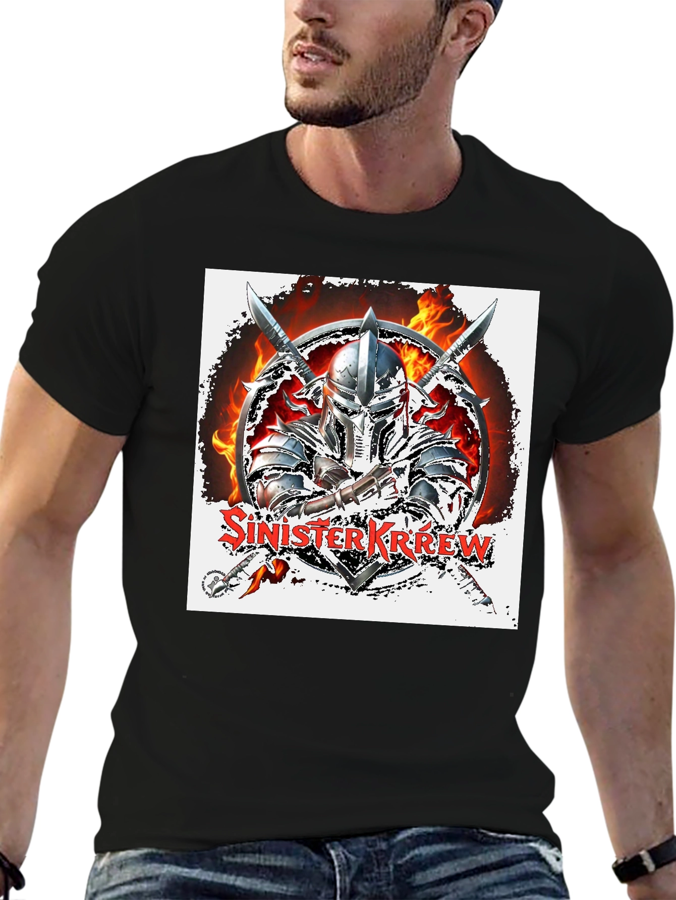 Sinister Krew Knight Graphic T-Shirt - Black Cotton Tee