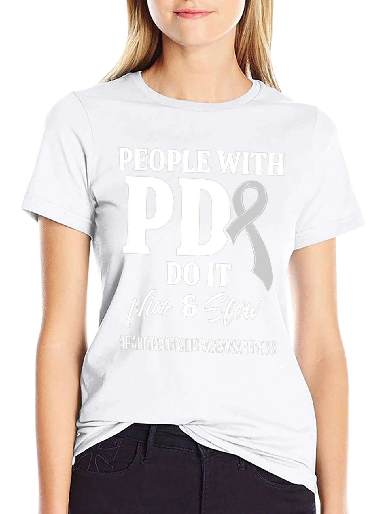 PD Awareness T-Shirt: Nice & Slow Parkinsons Design