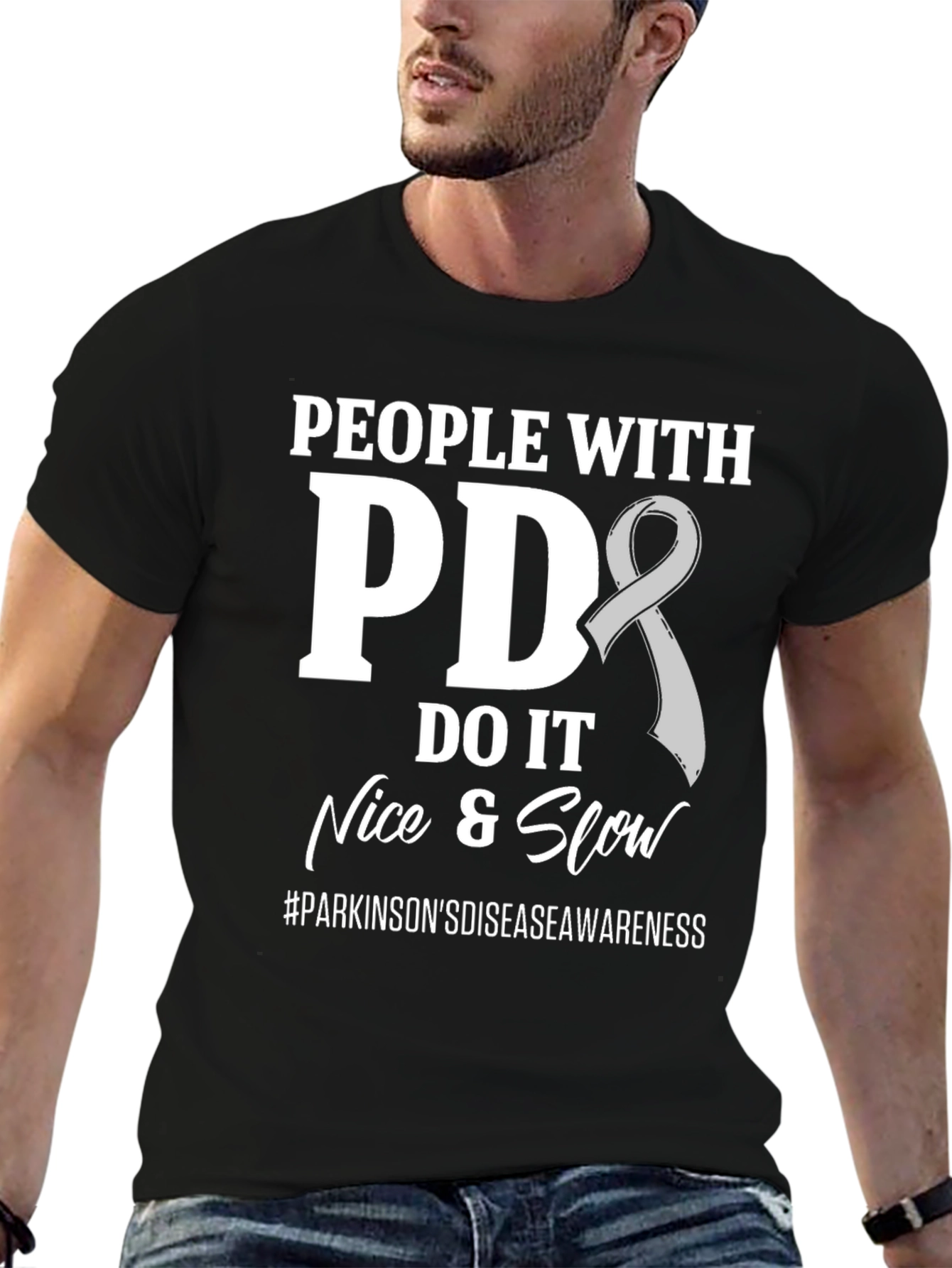 PD Awareness T-Shirt: Nice & Slow Parkinsons Design
