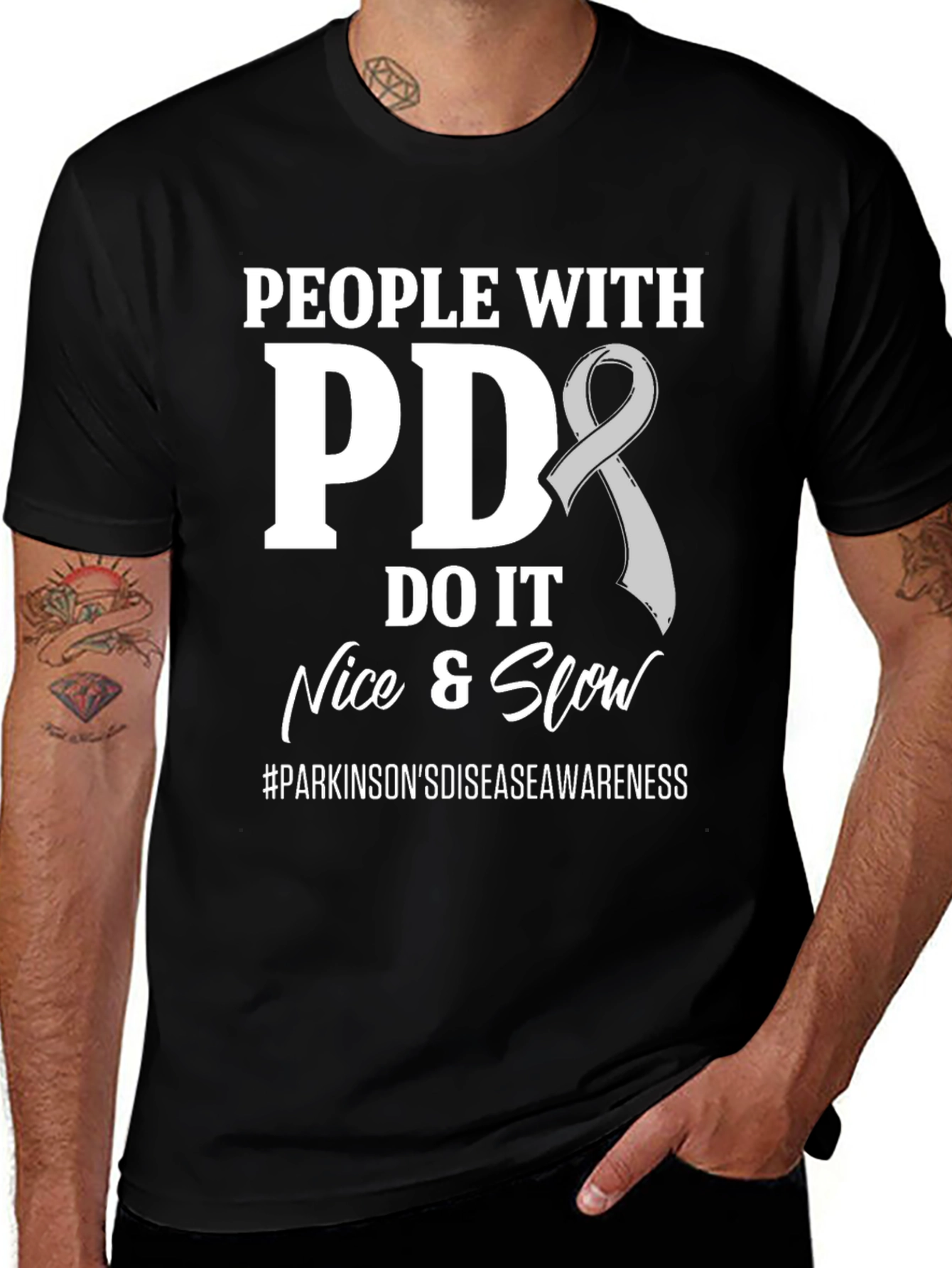 PD Awareness T-Shirt: Nice & Slow Parkinsons Design