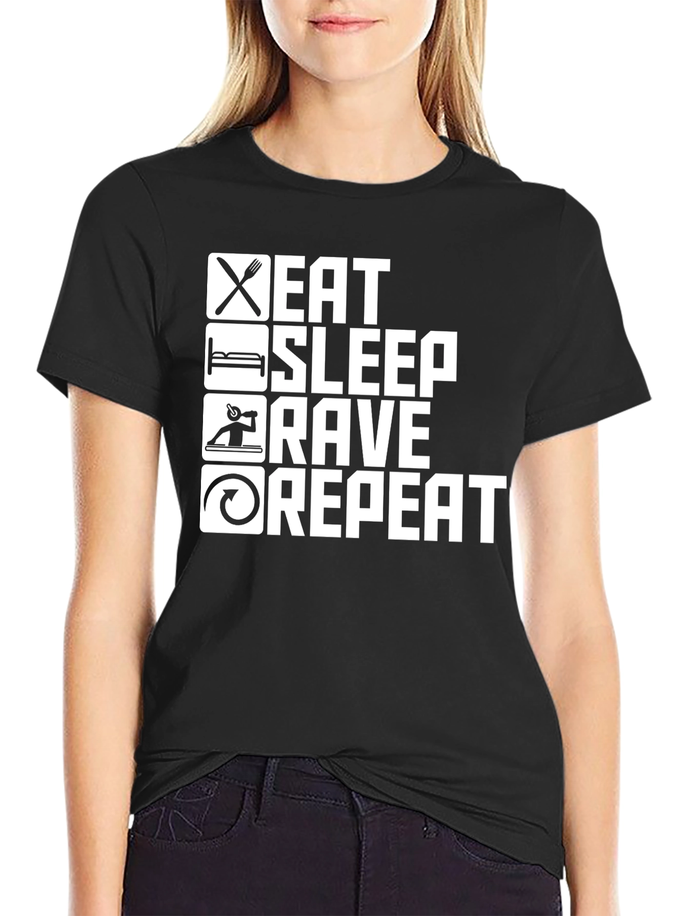 Eat Sleep Rave Repeat T-Shirt - Black