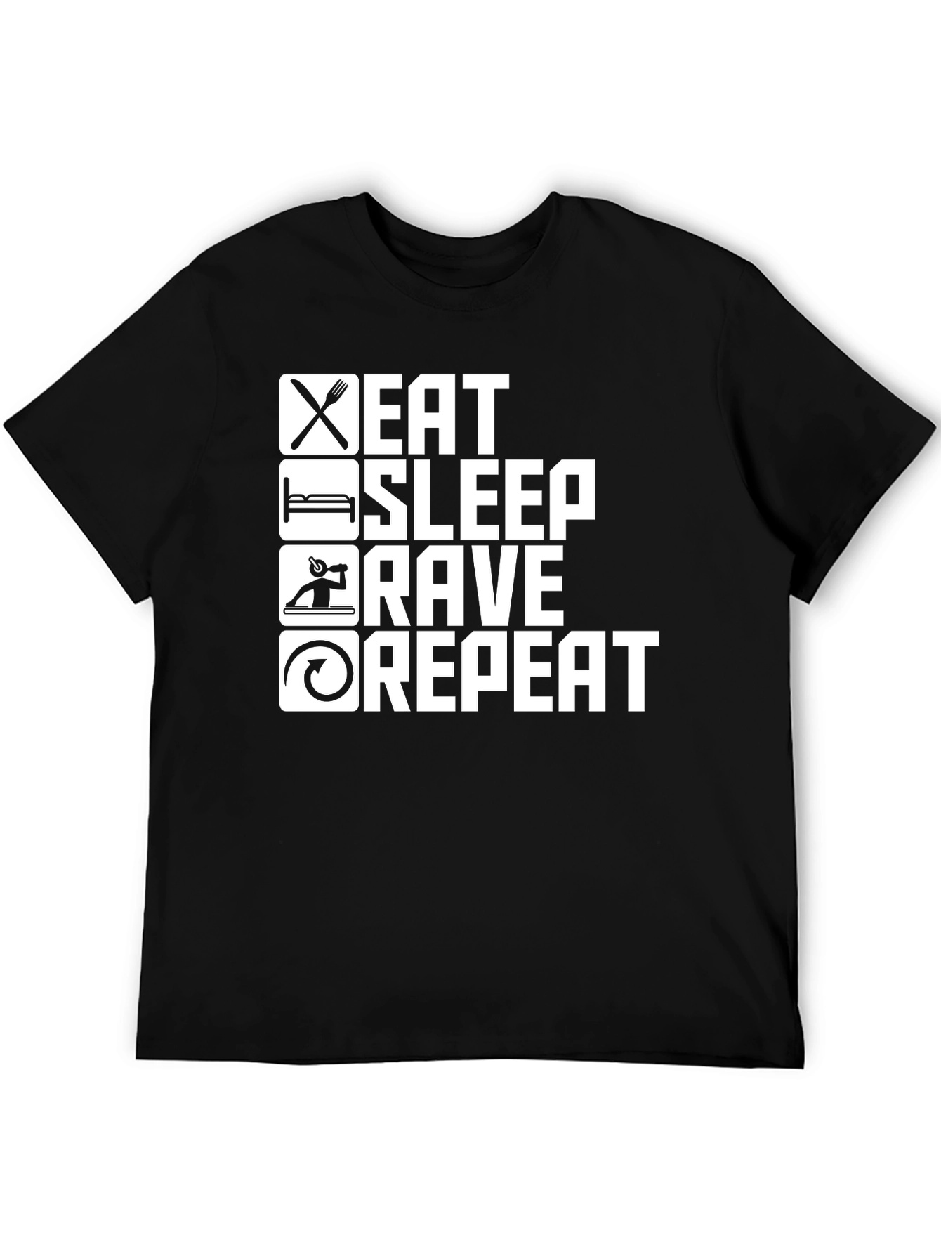 Eat Sleep Rave Repeat T-Shirt - Black