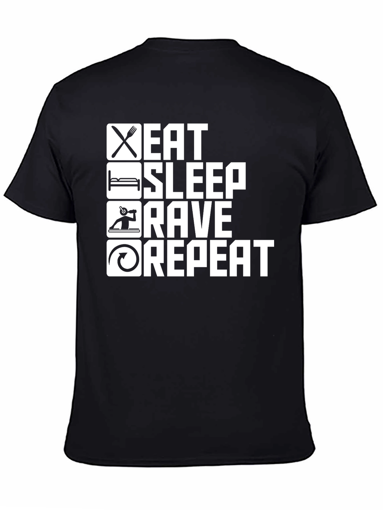 Eat Sleep Rave Repeat T-Shirt - Black