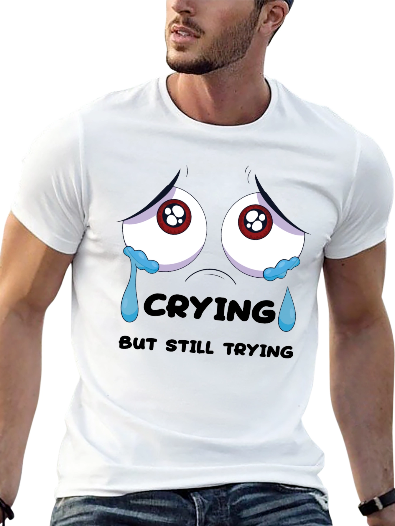 Crying But Still Trying Black T-Shirt