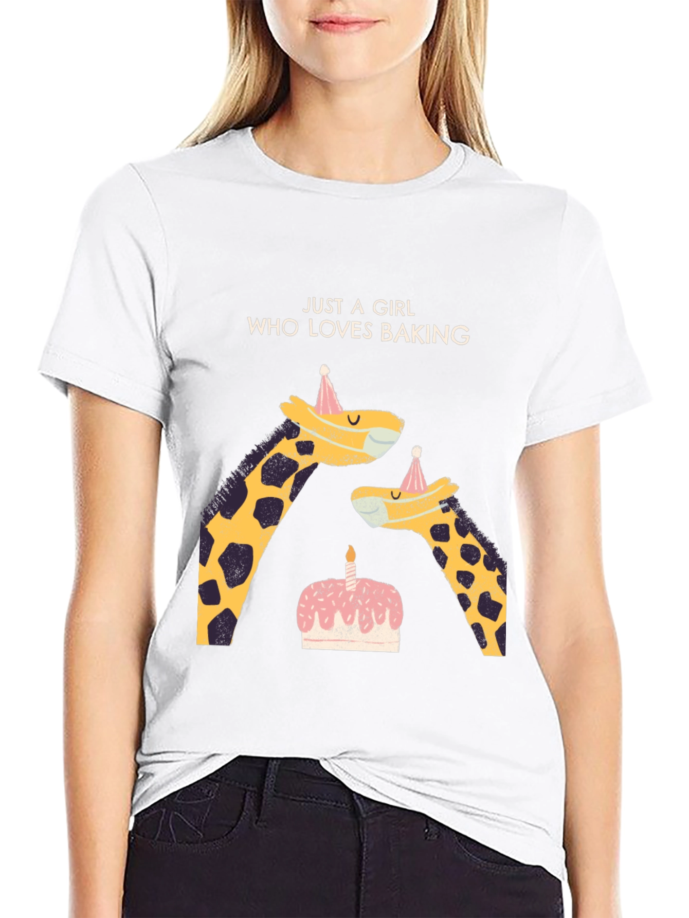 Giraffe Baking Lover Black T-Shirt