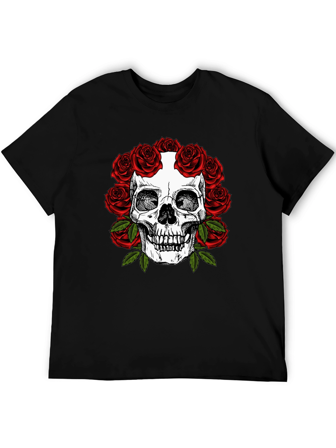 Skull & Roses Graphic Tee - Dark Aesthetic Fashion