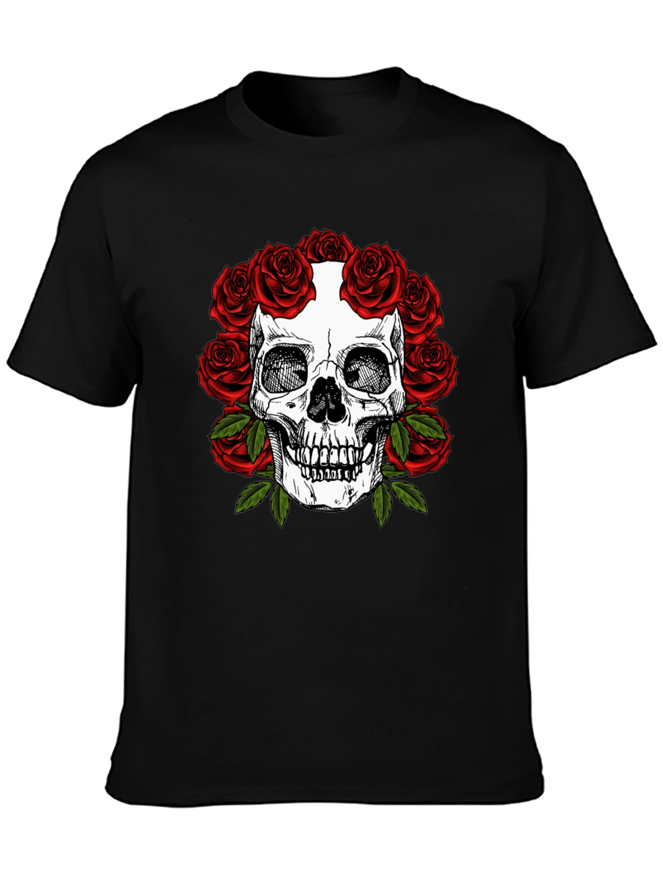 Skull & Roses Graphic Tee - Dark Aesthetic Fashion
