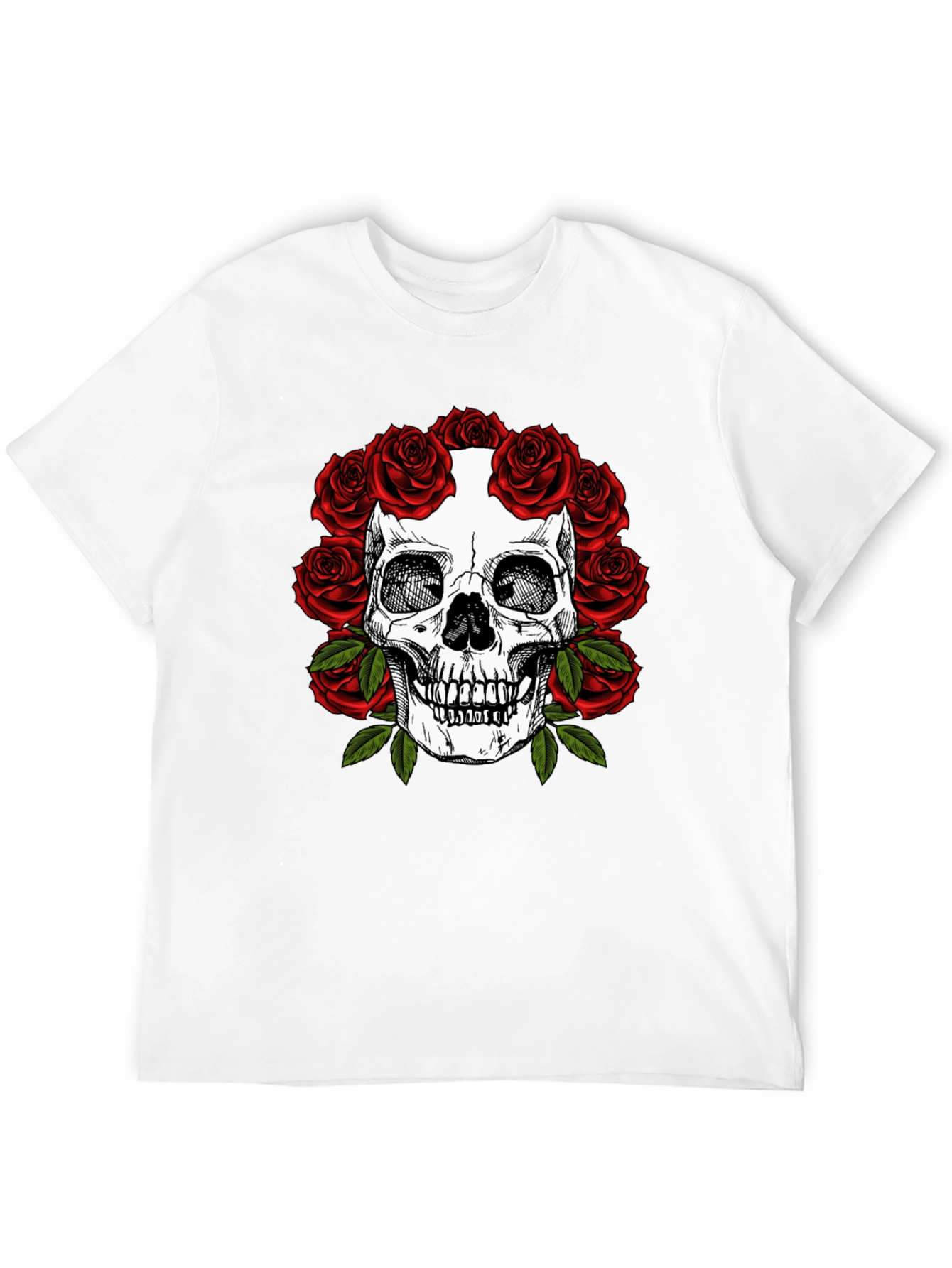 Skull & Roses Graphic Tee - Dark Aesthetic Fashion