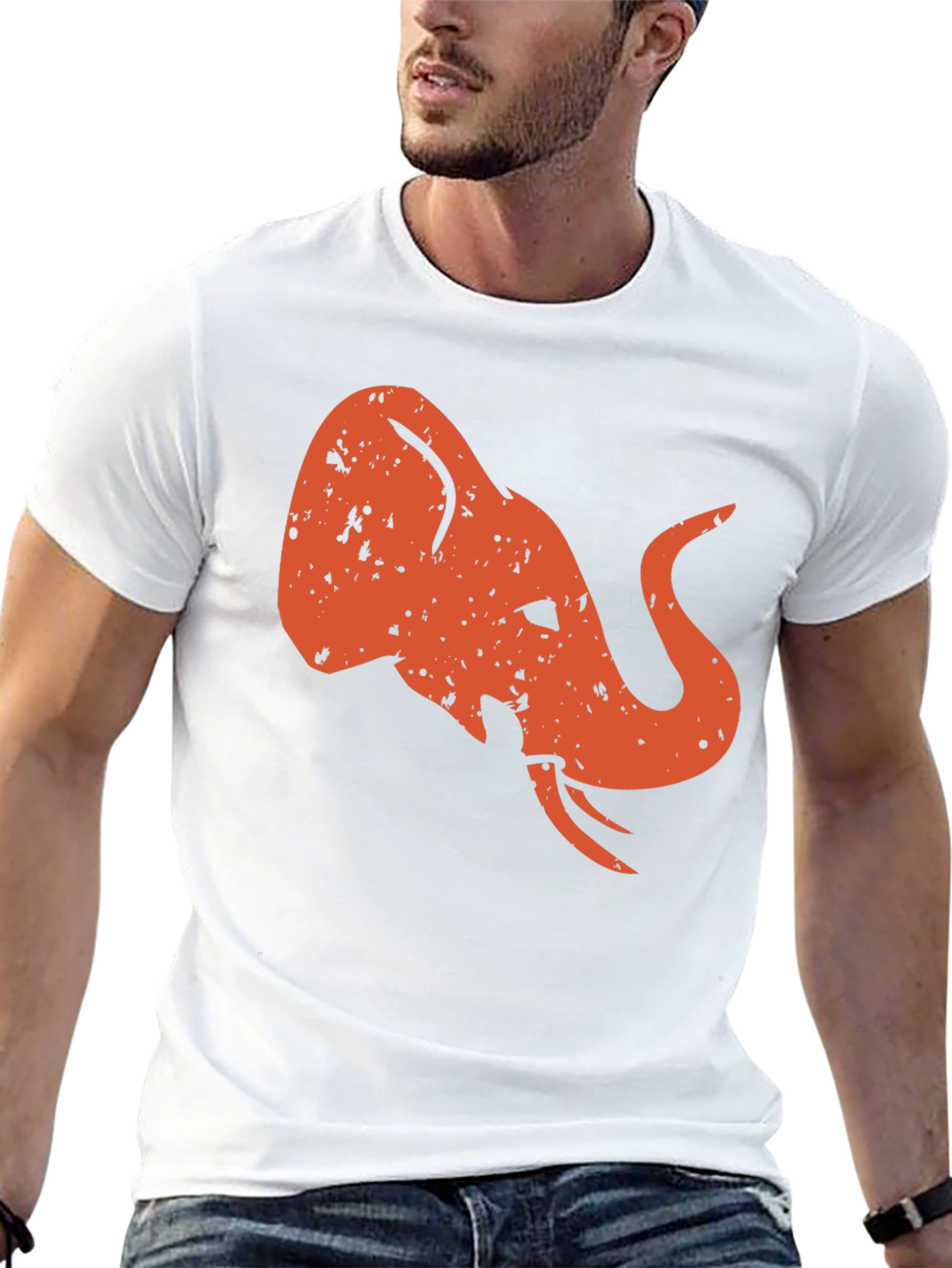 Retro Elephant Graphic Tee - Black Cotton Shirt