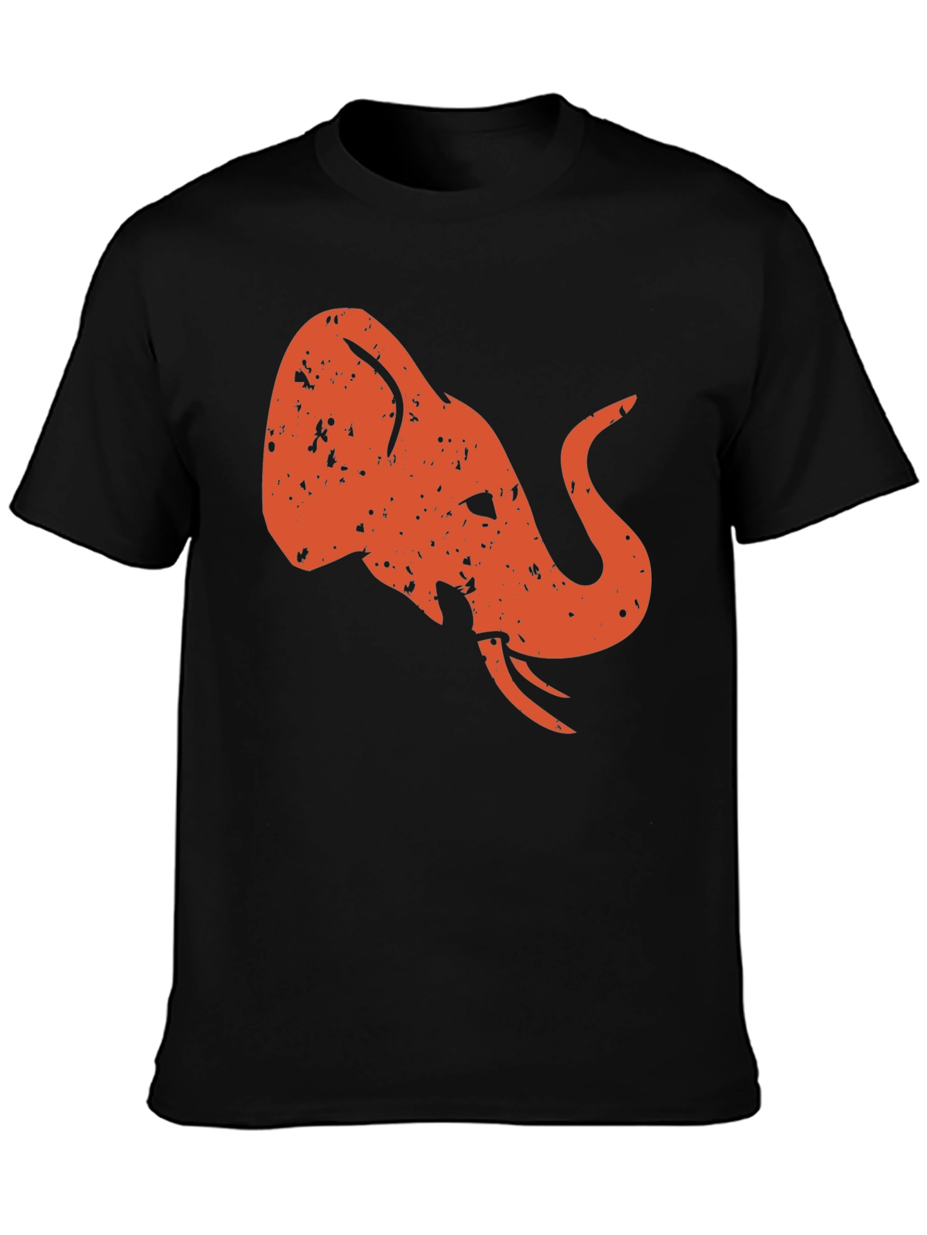 Retro Elephant Graphic Tee - Black Cotton Shirt