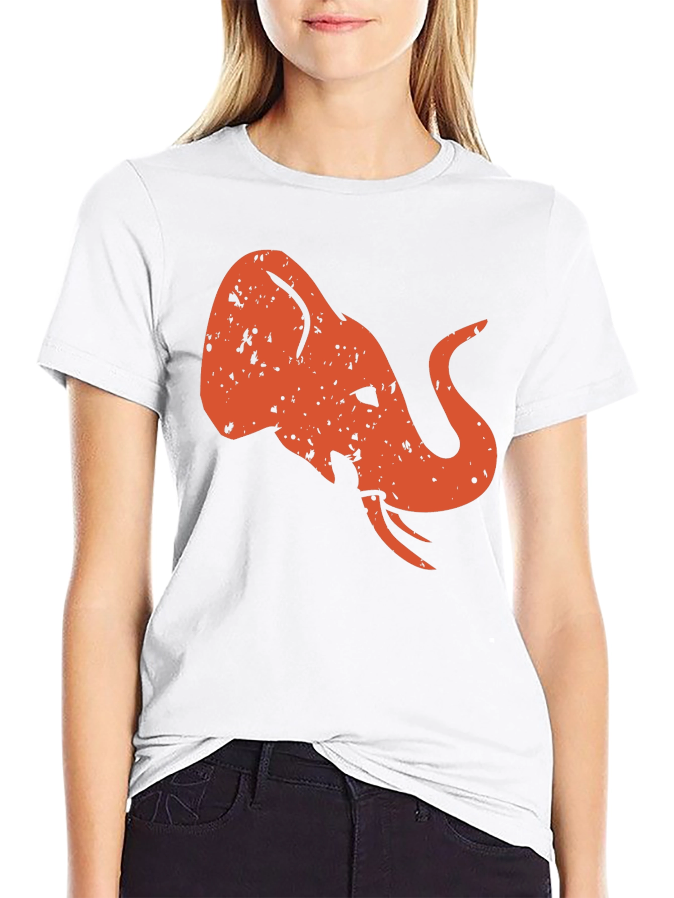 Retro Elephant Graphic Tee - Black Cotton Shirt