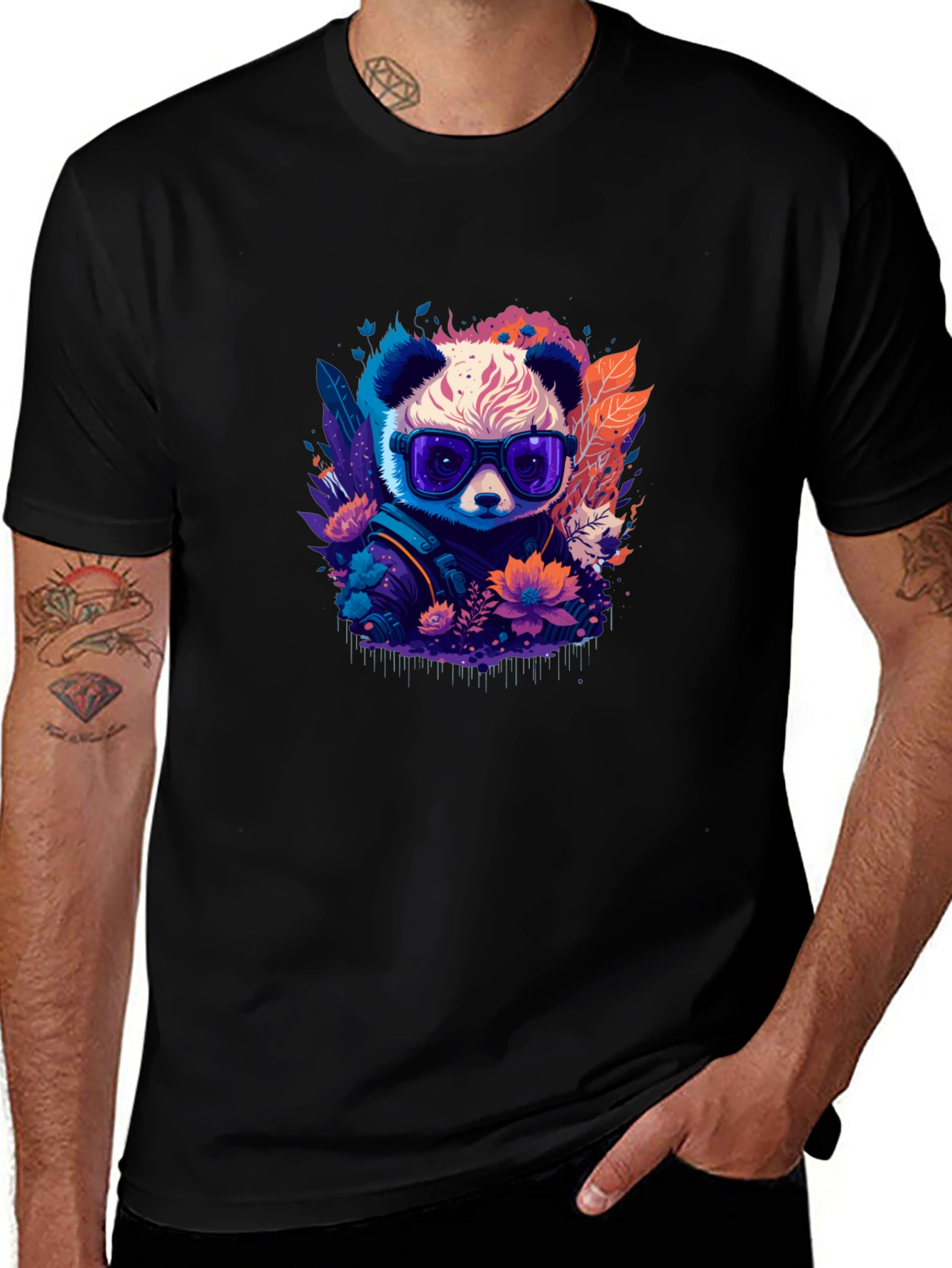 Cool Panda Graphic Tee - Black