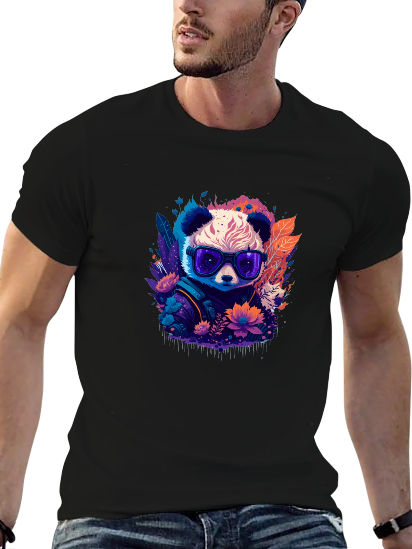 Cool Panda Graphic Tee - Black