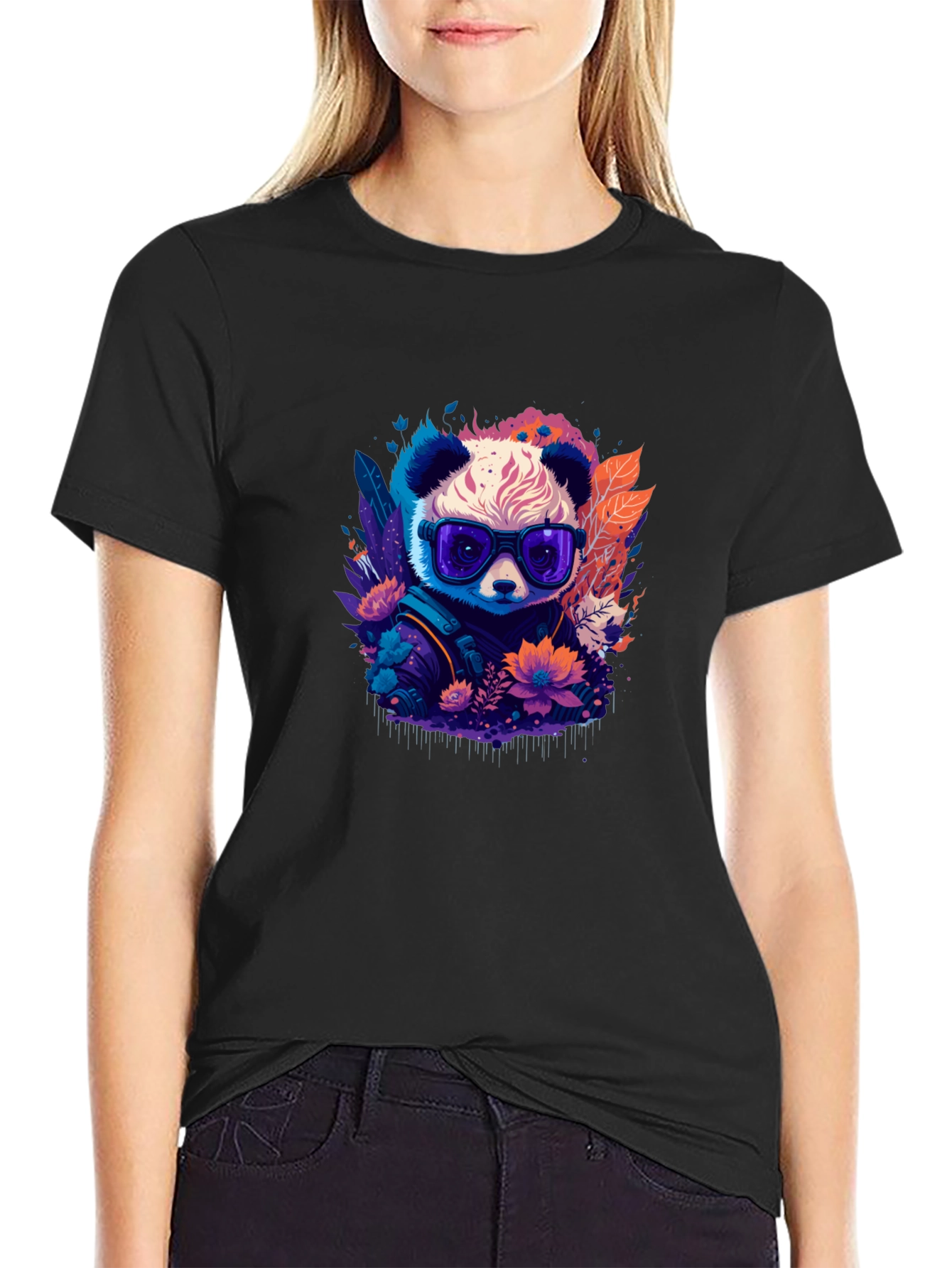 Cool Panda Graphic Tee - Black