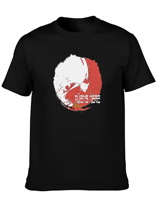 Aliens Here Black T-Shirt - Unique Design