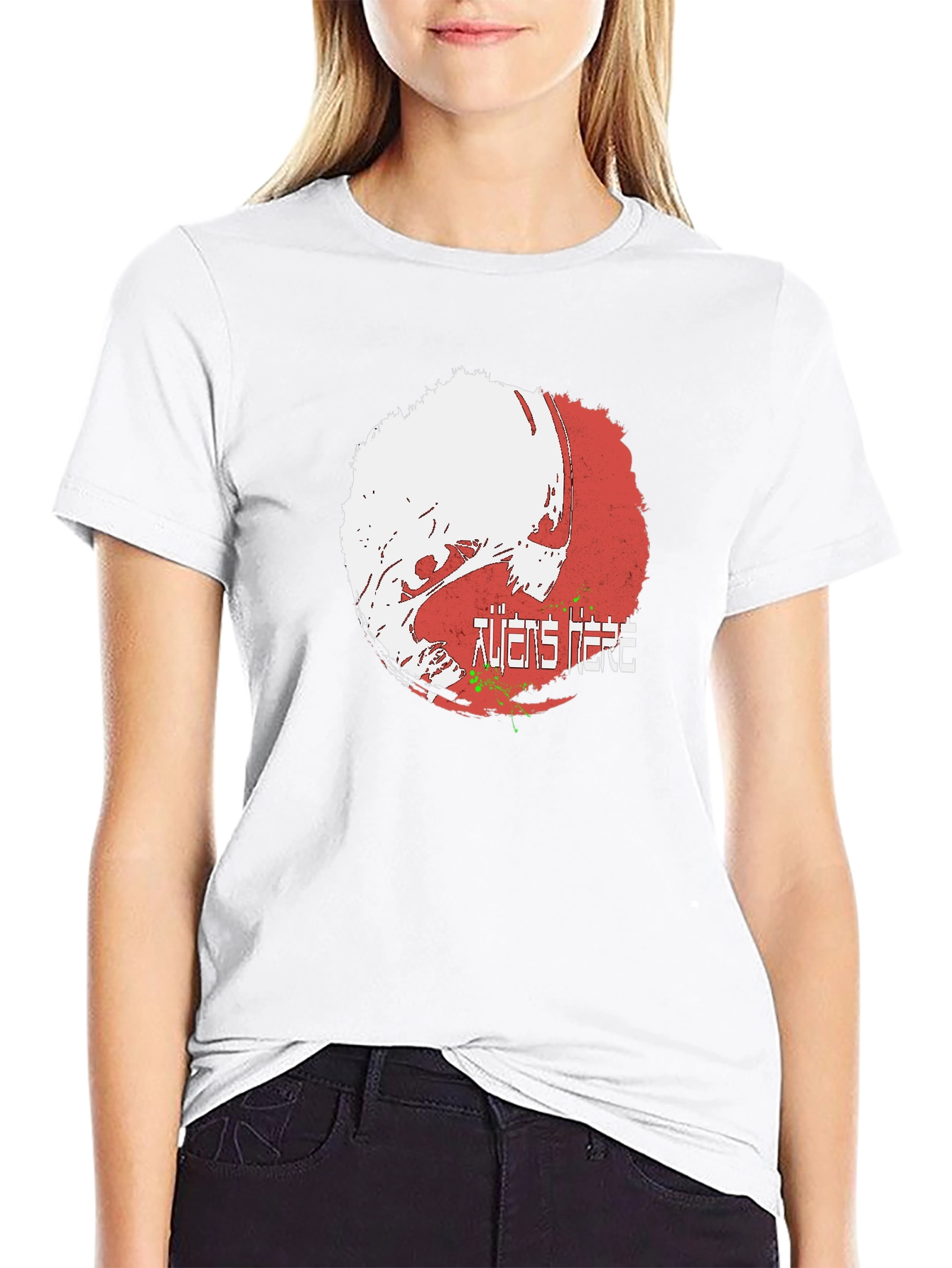Aliens Here Black T-Shirt - Unique Design