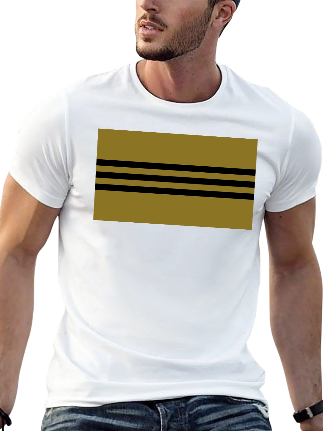 Striped Graphic Tee - Black Cotton Blend