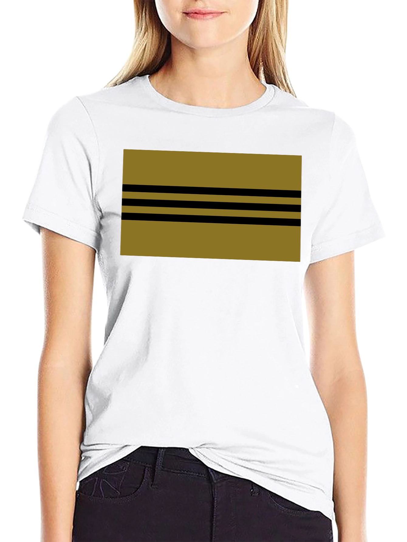 Striped Graphic Tee - Black Cotton Blend
