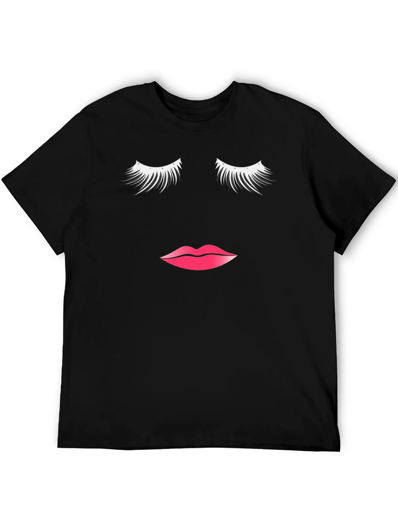 Eyelash & Lips Graphic Tee - Stylish Black T-Shirt