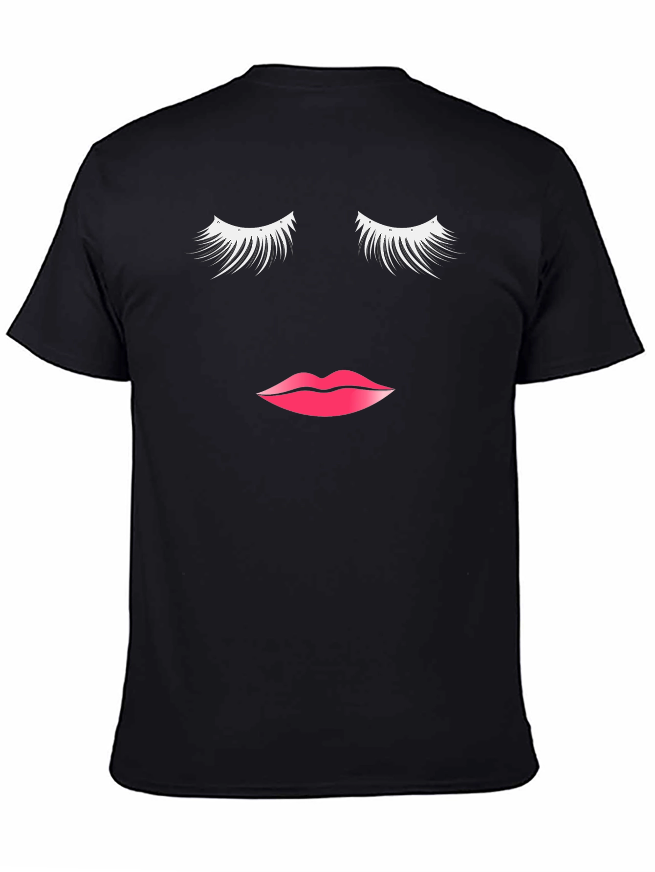 Eyelash & Lips Graphic Tee - Stylish Black T-Shirt