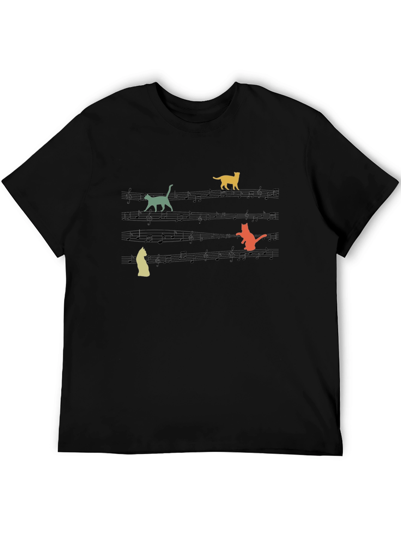 Musical Cats Graphic Tee - Black