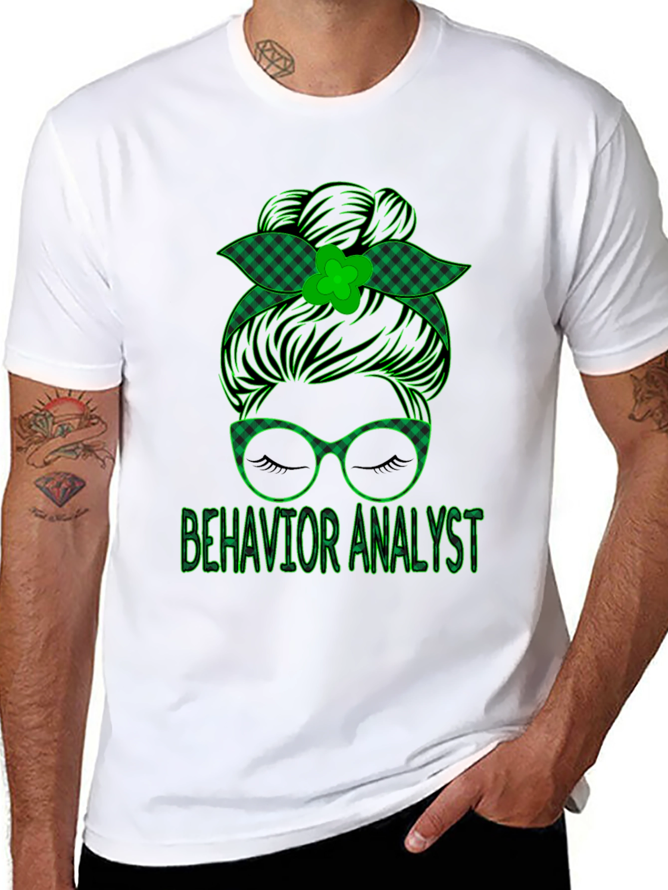 Behavior Analyst Messy Bun St. Patricks Day T-Shirt