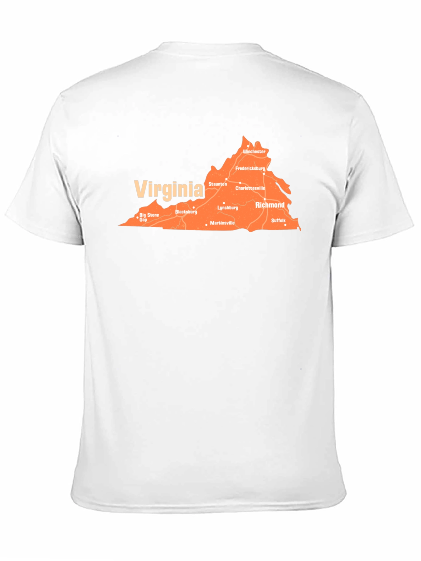 Virginia Map T-Shirt - Black Cotton State Pride Tee