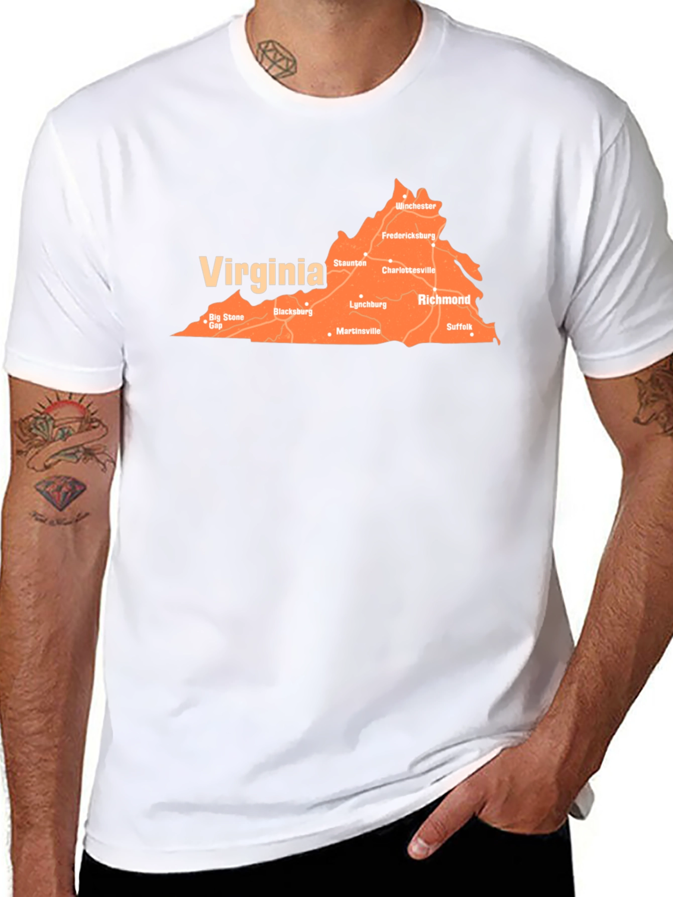 Virginia Map T-Shirt - Black Cotton State Pride Tee