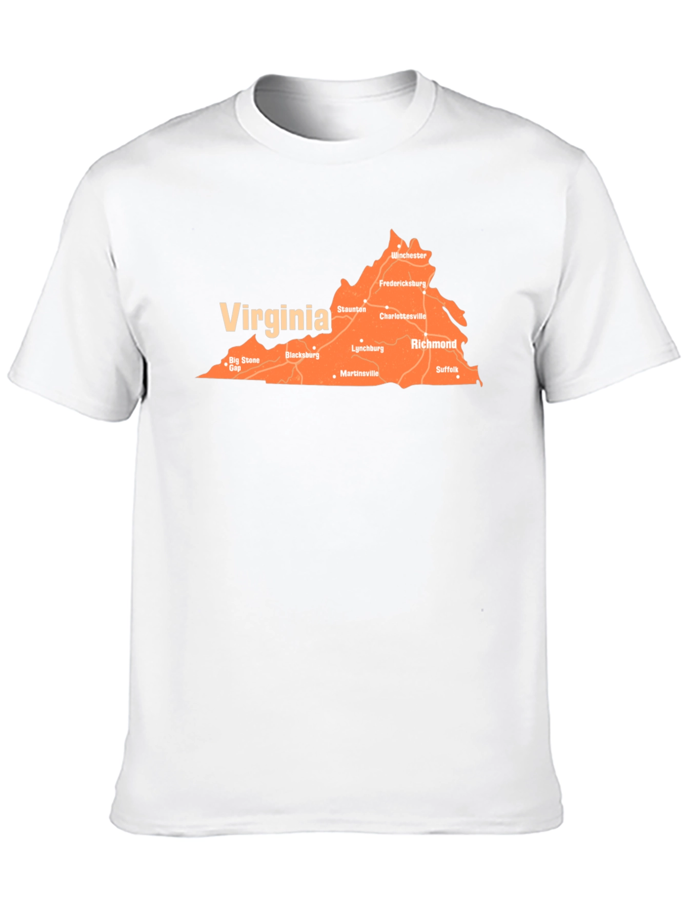 Virginia Map T-Shirt - Black Cotton State Pride Tee