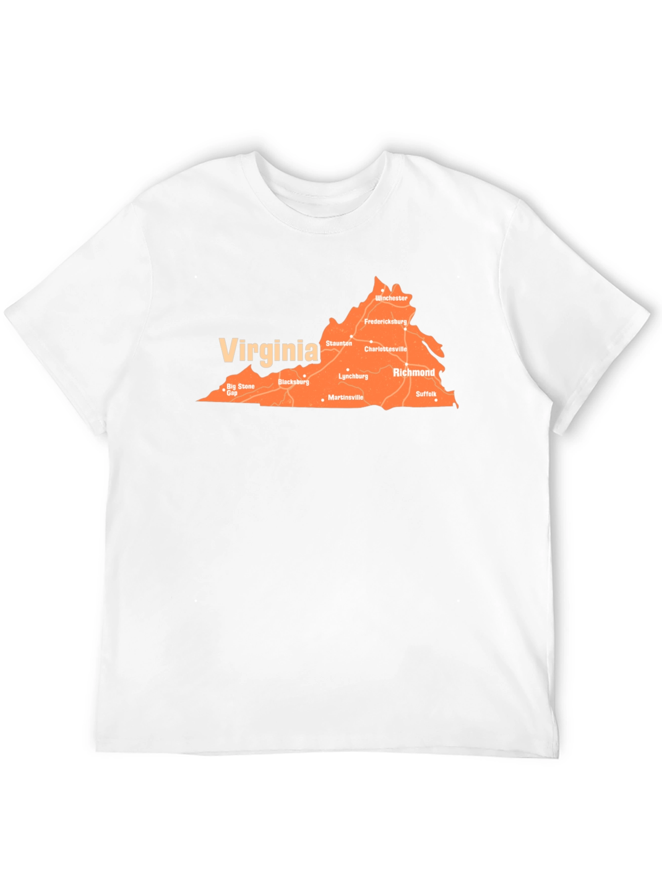 Virginia Map T-Shirt - Black Cotton State Pride Tee