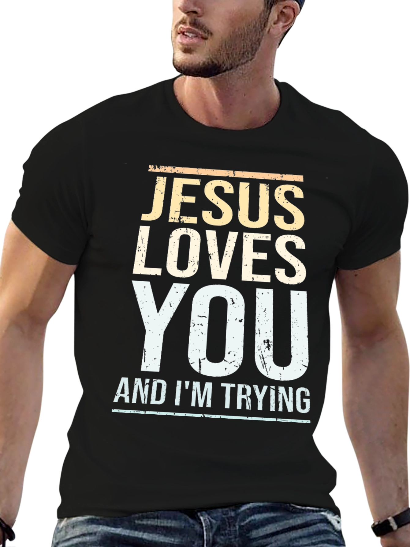 Jesus Loves You Mens Graphic T-Shirt