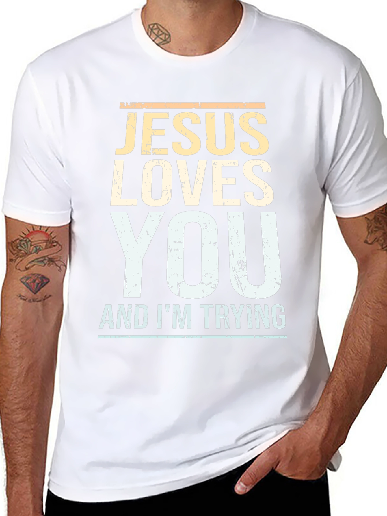 Jesus Loves You Mens Graphic T-Shirt