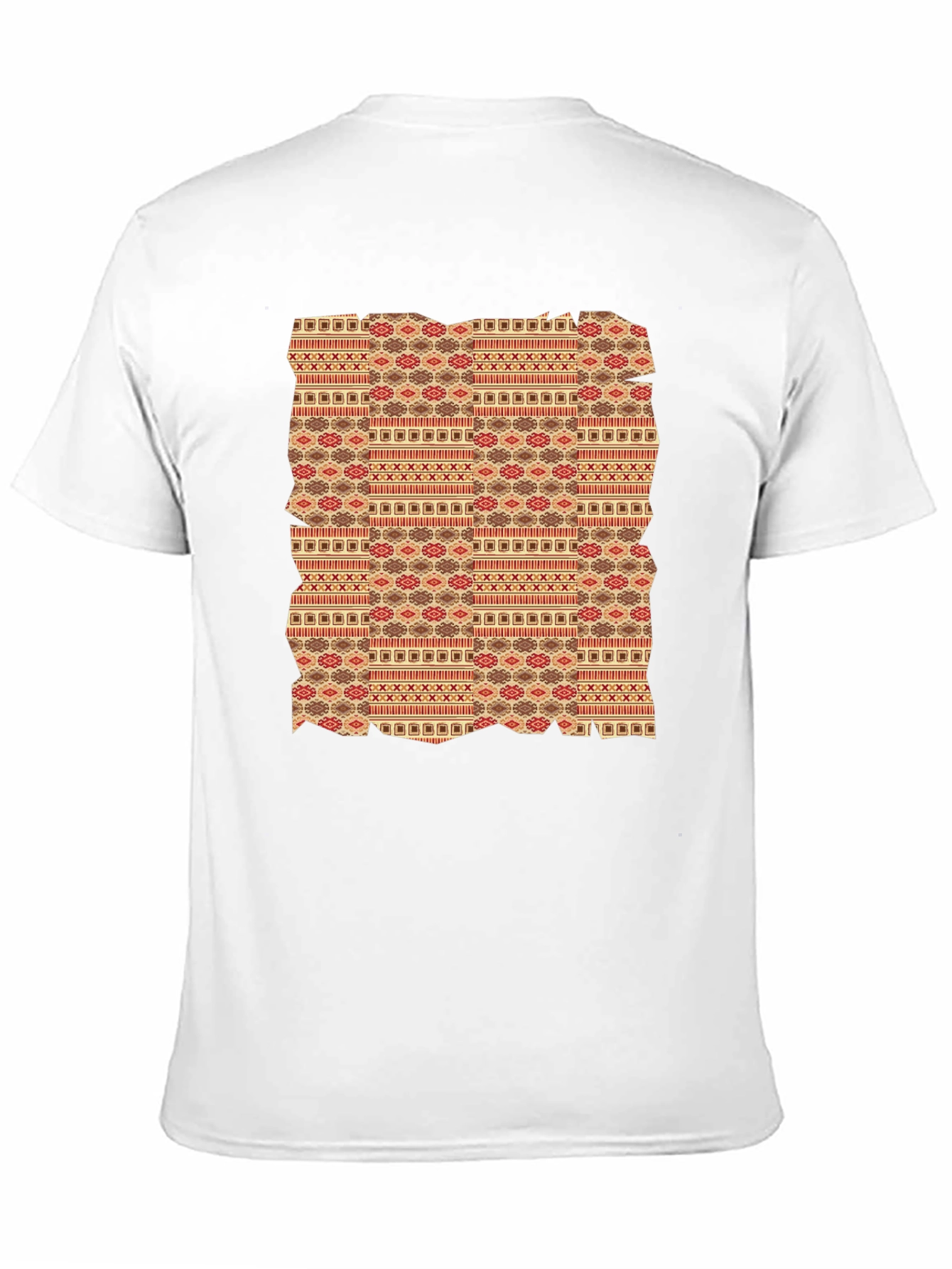 Tribal Pattern Graphic Tee - Black Crew Neck