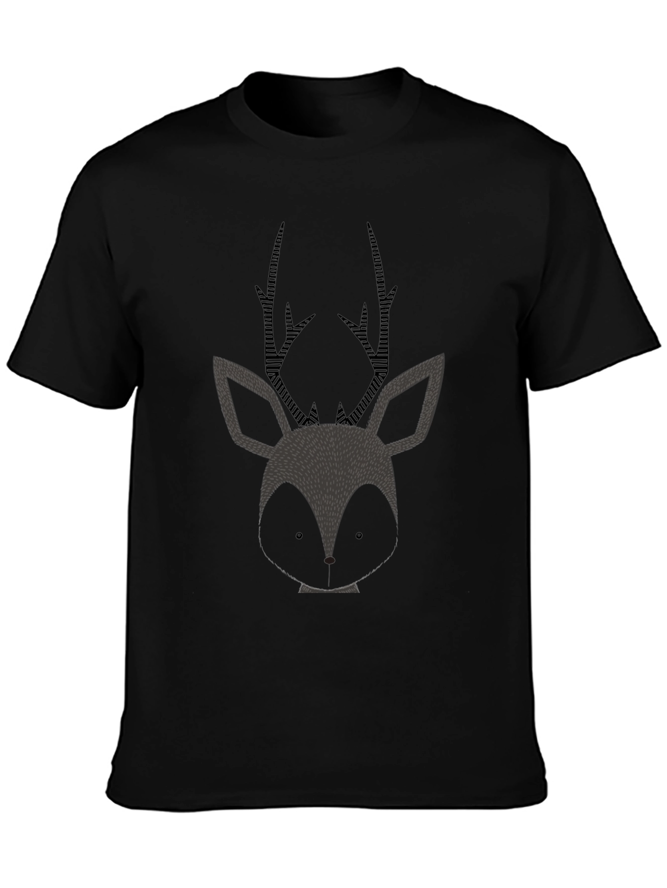 Stylish Black Deer Graphic Tee - Mens Casual T-Shirt