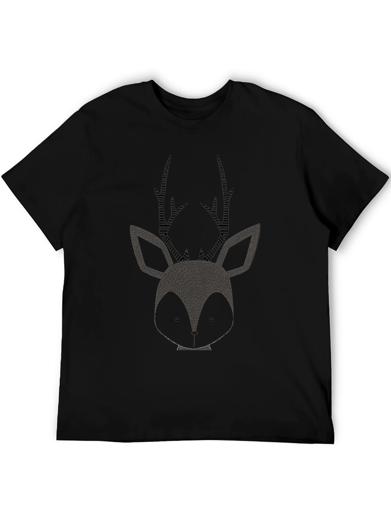 Stylish Black Deer Graphic Tee - Mens Casual T-Shirt