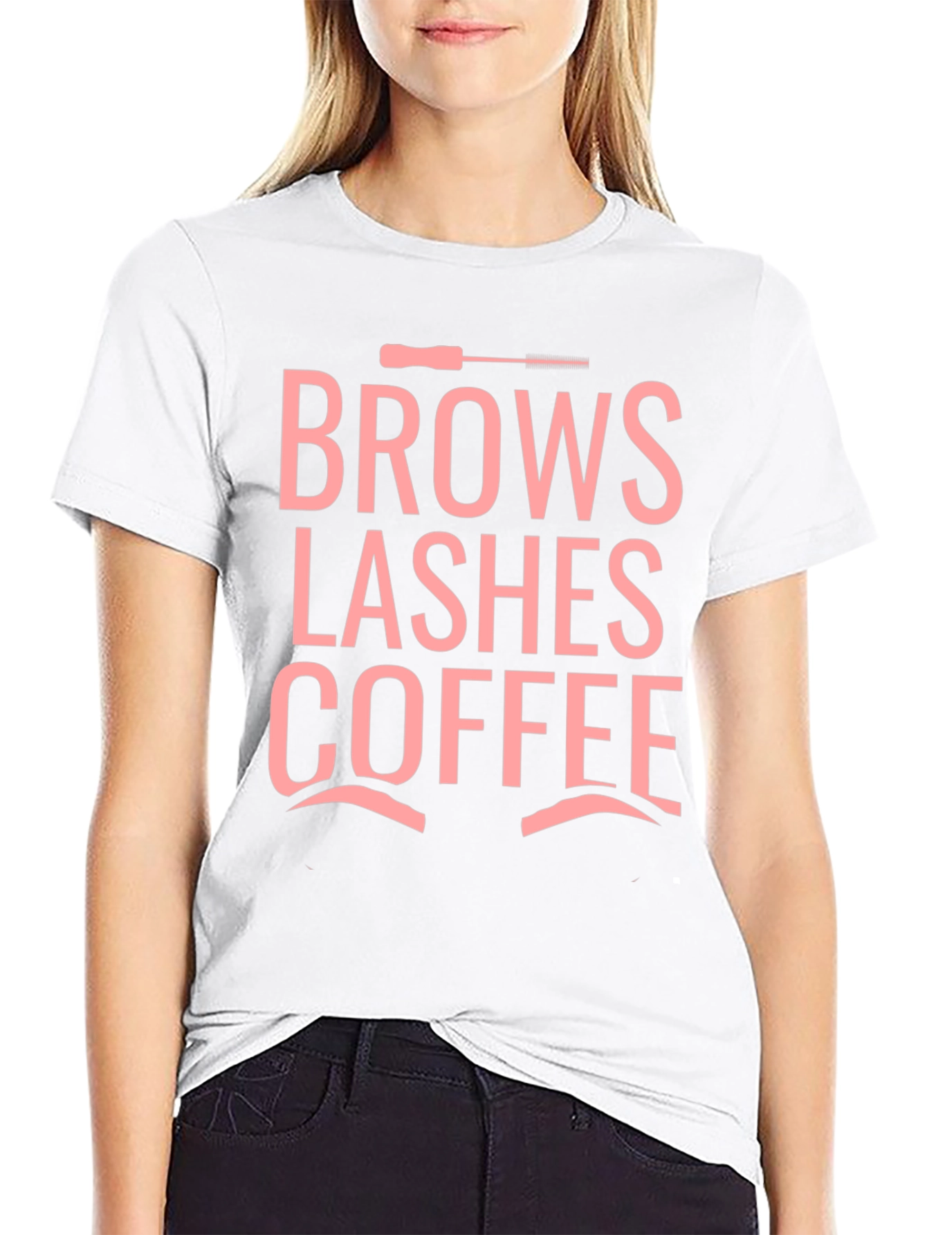Brows Lashes Coffee Graphic Tee - Black Unisex