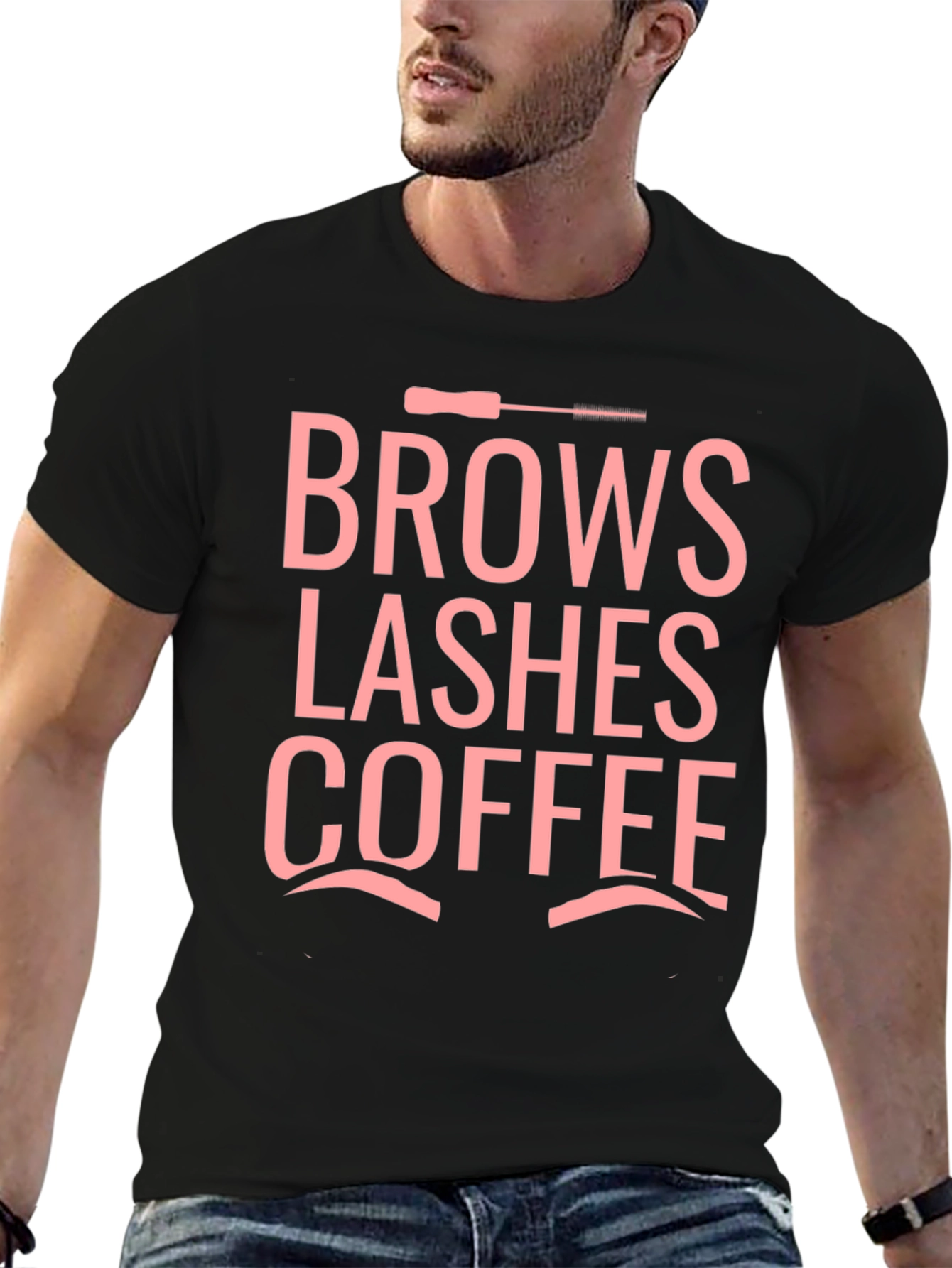 Brows Lashes Coffee Graphic Tee - Black Unisex