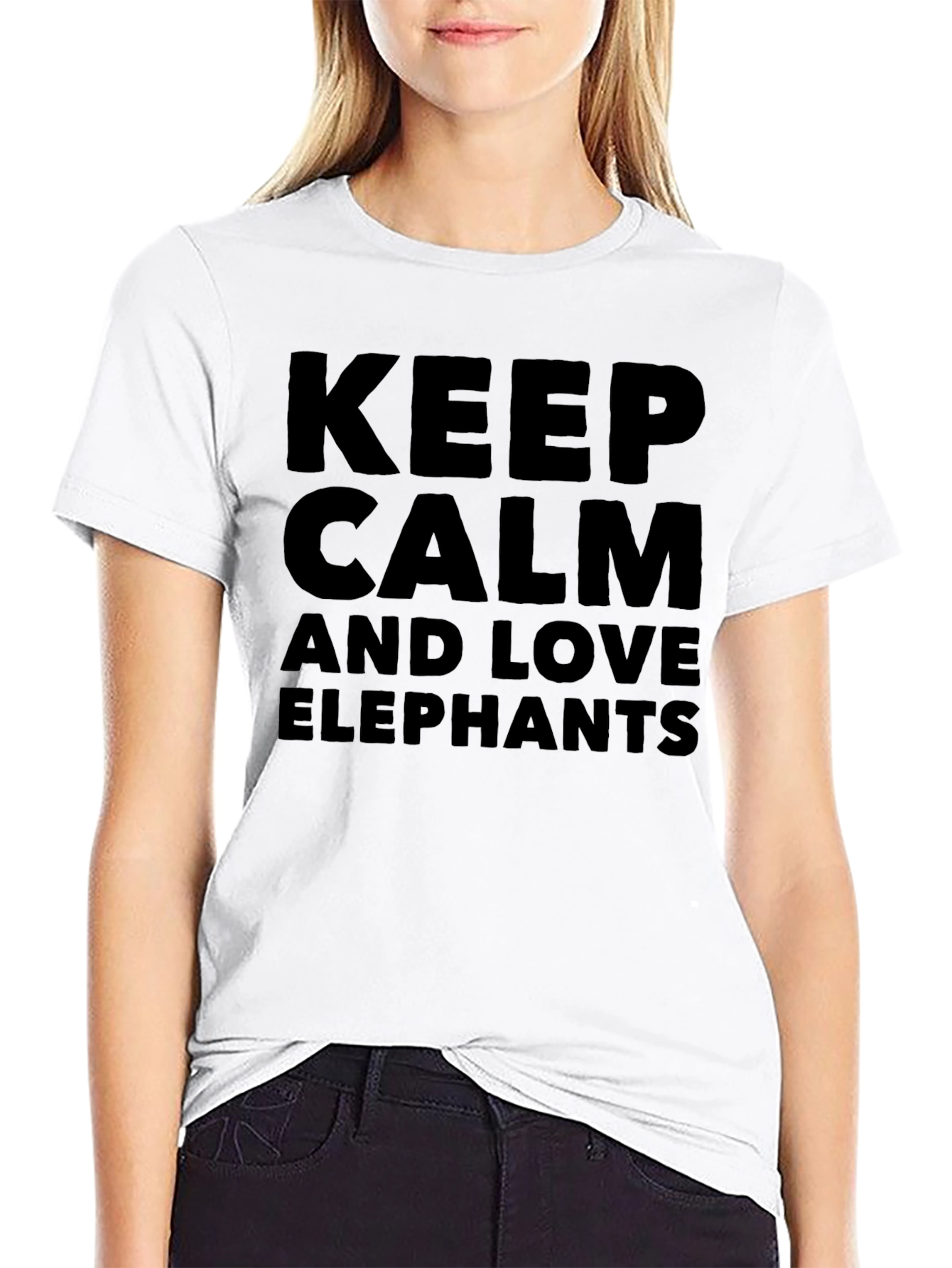 Keep Calm Love Elephants Mens Black T-Shirt