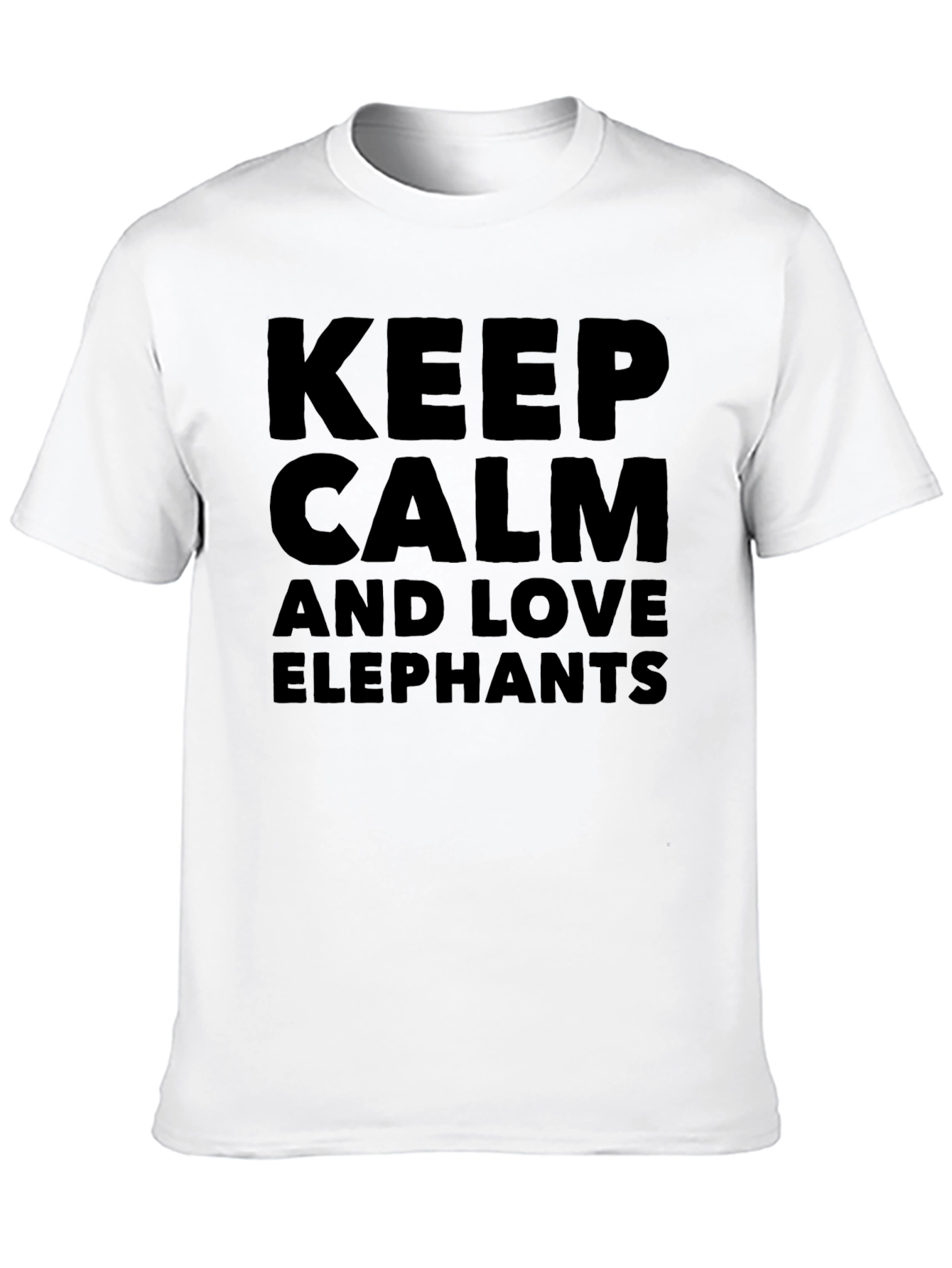 Keep Calm Love Elephants Mens Black T-Shirt