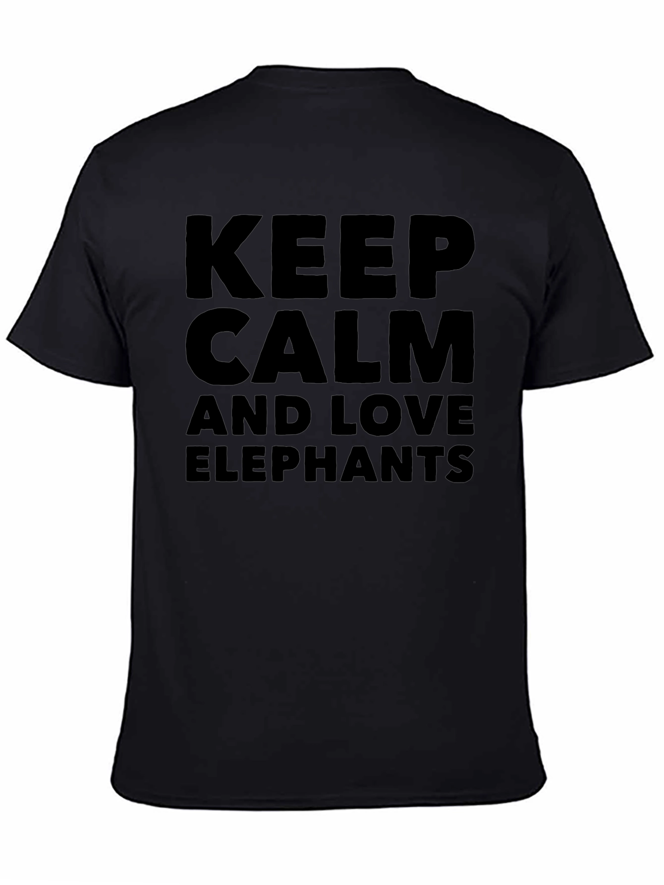 Keep Calm Love Elephants Mens Black T-Shirt