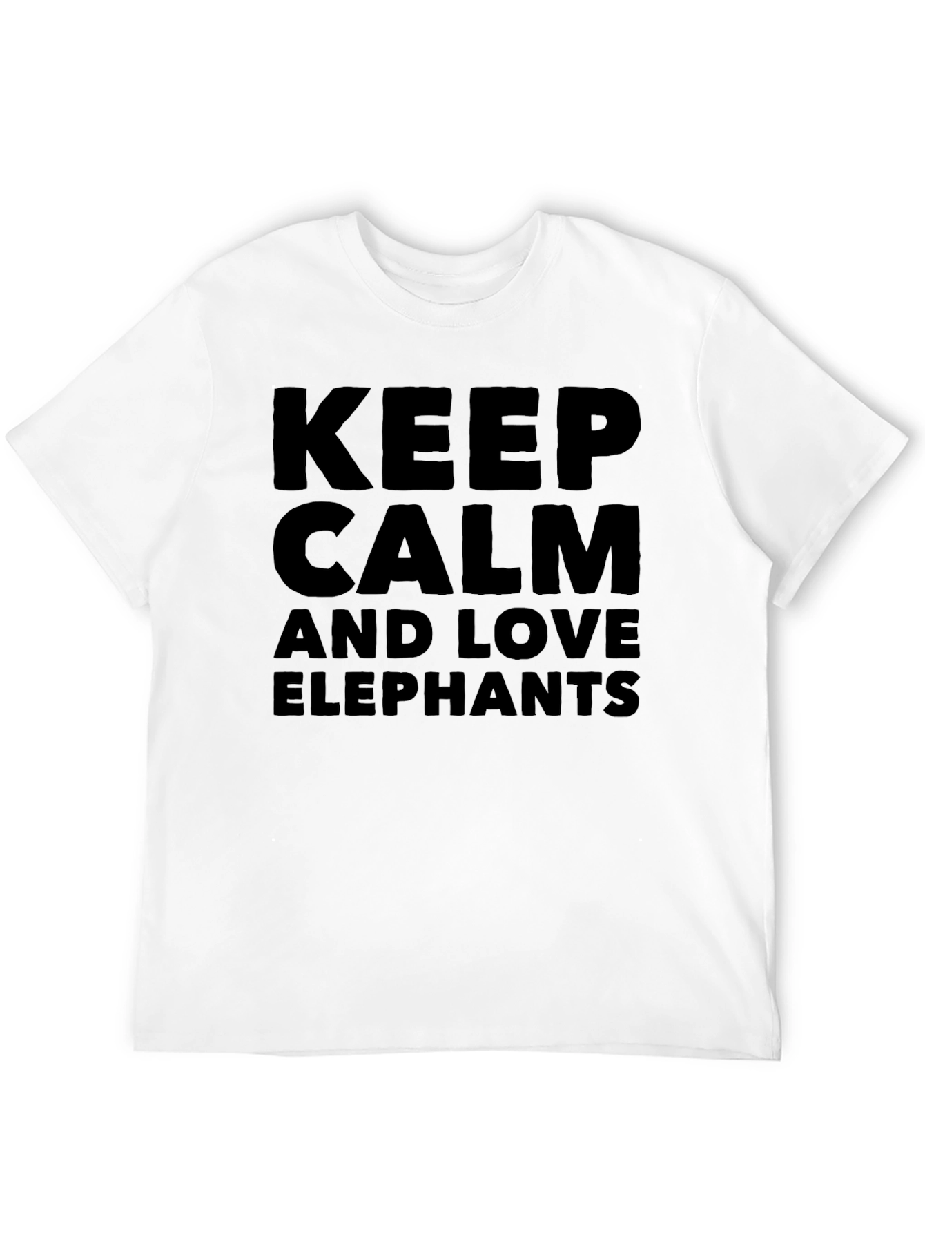Keep Calm Love Elephants Mens Black T-Shirt