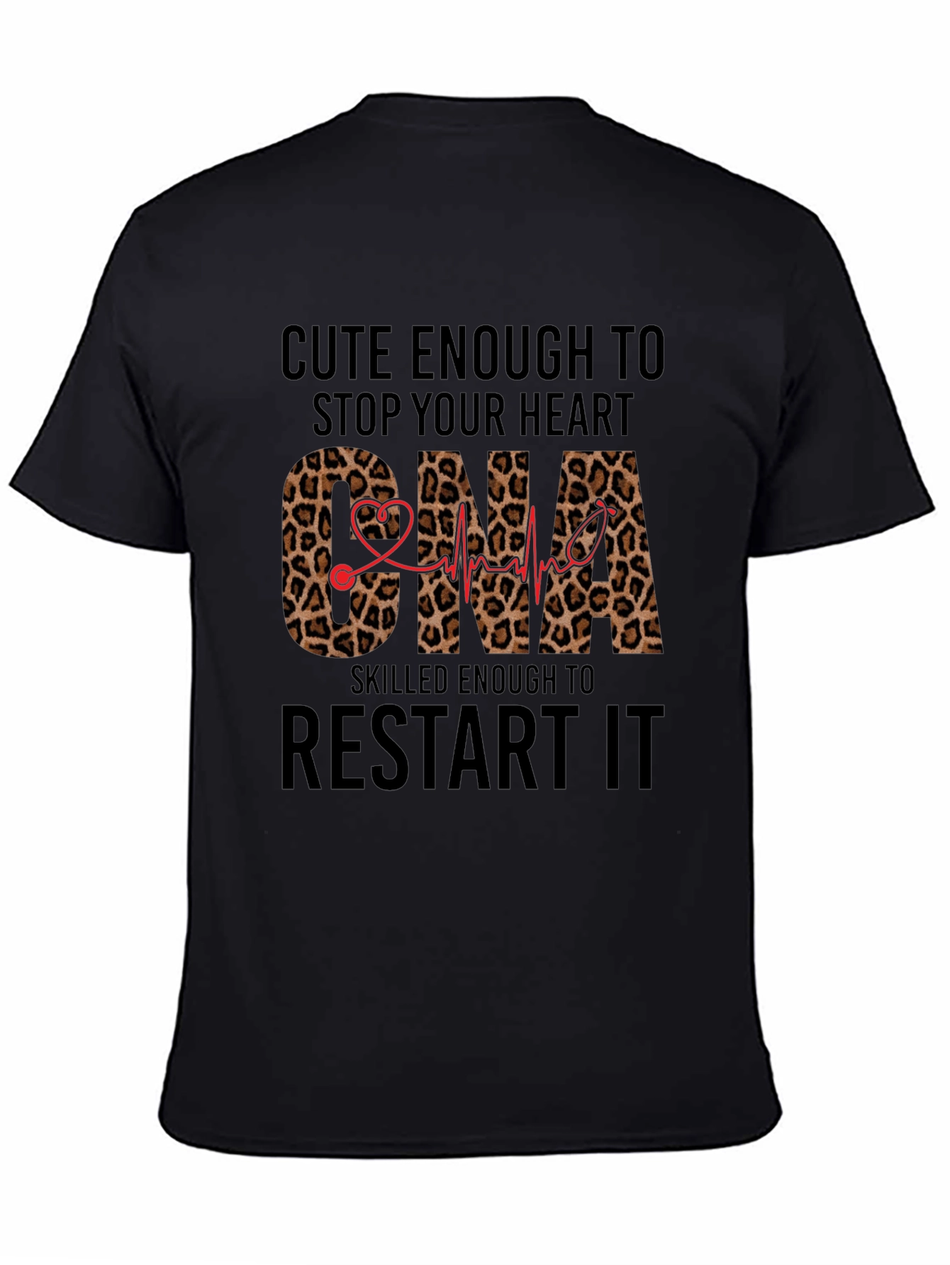Cute CNA T-Shirt - Leopard Print Heartbeat