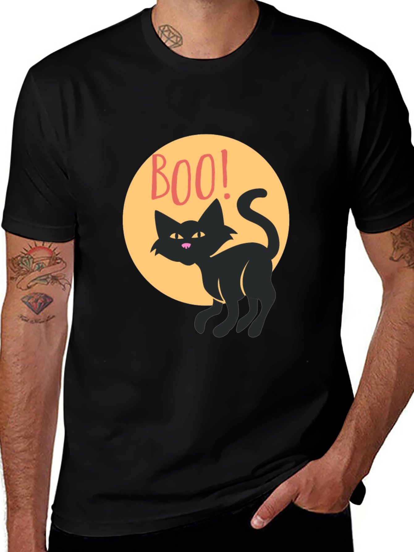 Boo Cat Graphic Tee - Spooky Season Style