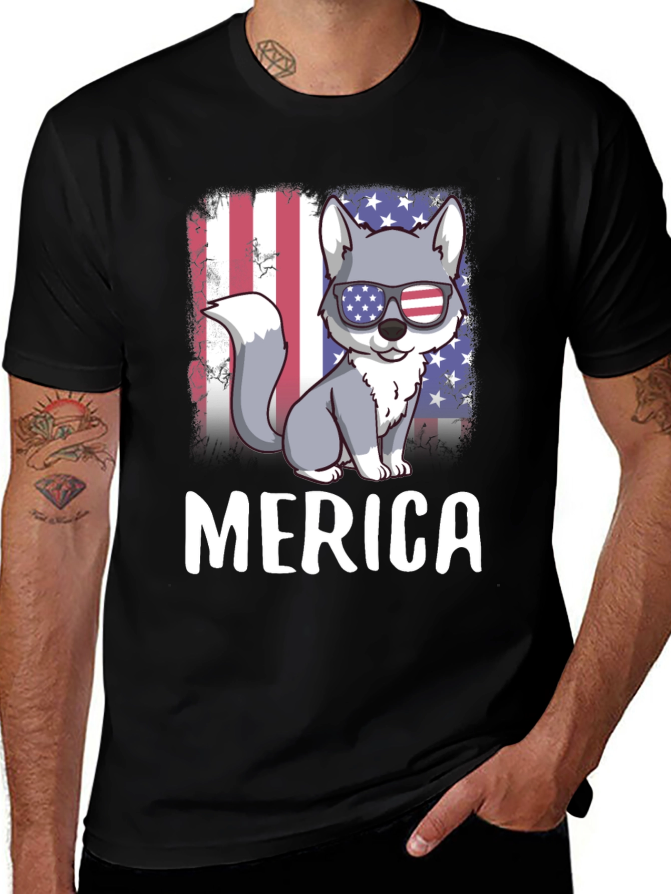 Patriotic Wolf Merica T-Shirt