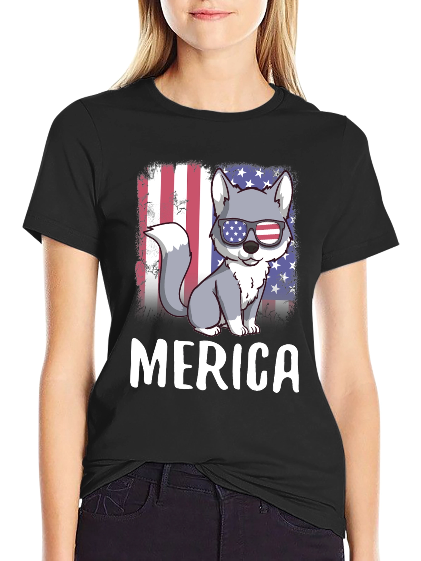 Patriotic Wolf Merica T-Shirt