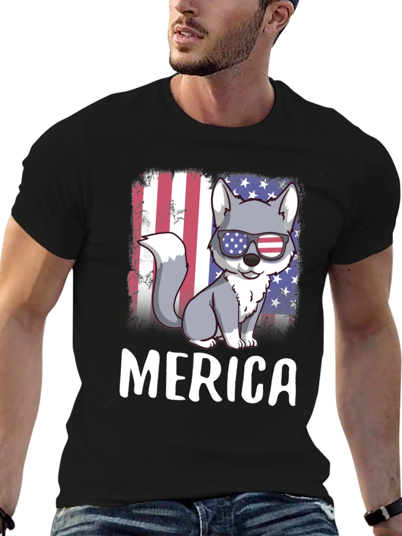 Patriotic Wolf Merica T-Shirt