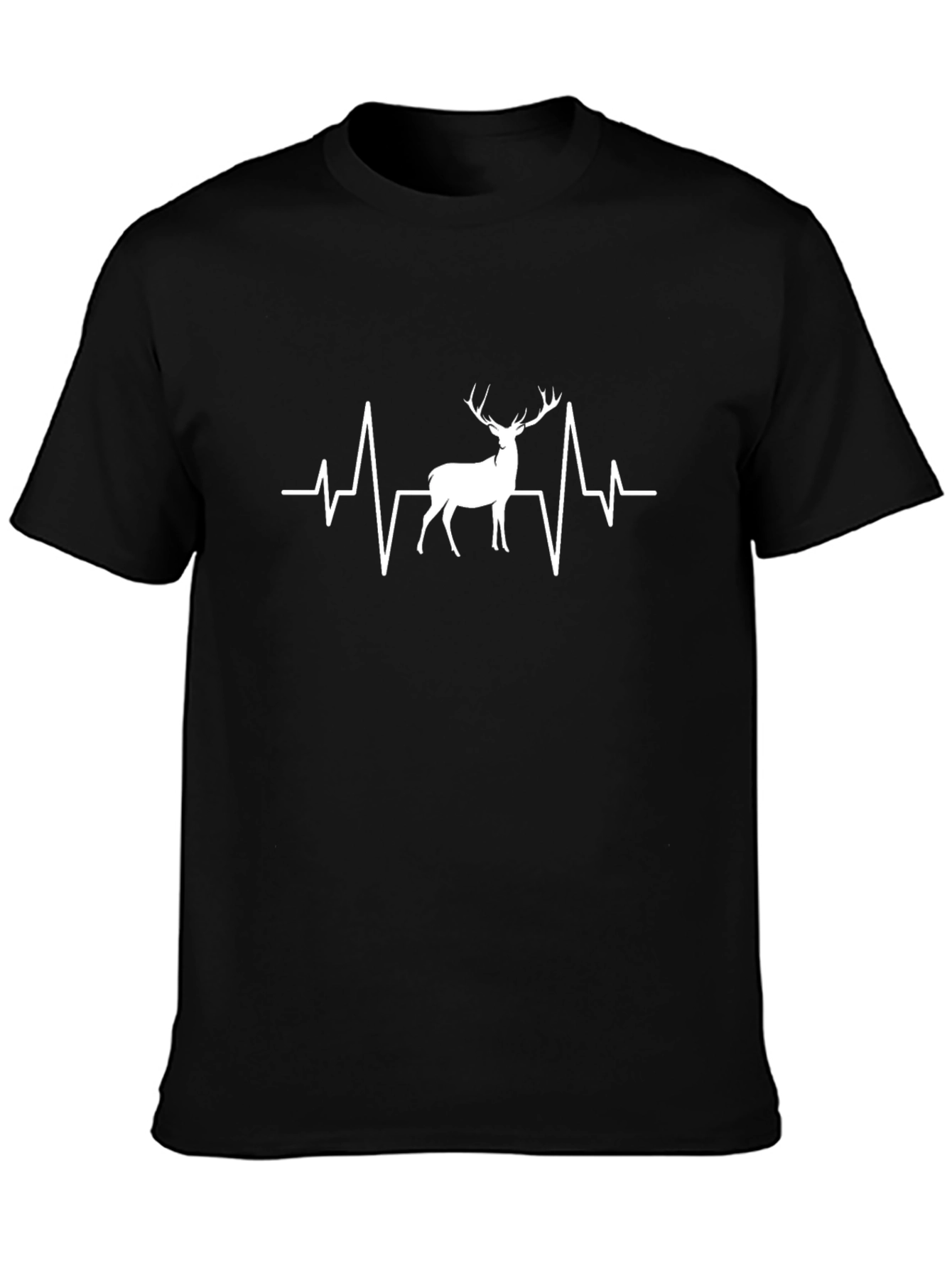 Deer Heartbeat Graphic Tee - Black Casual Top