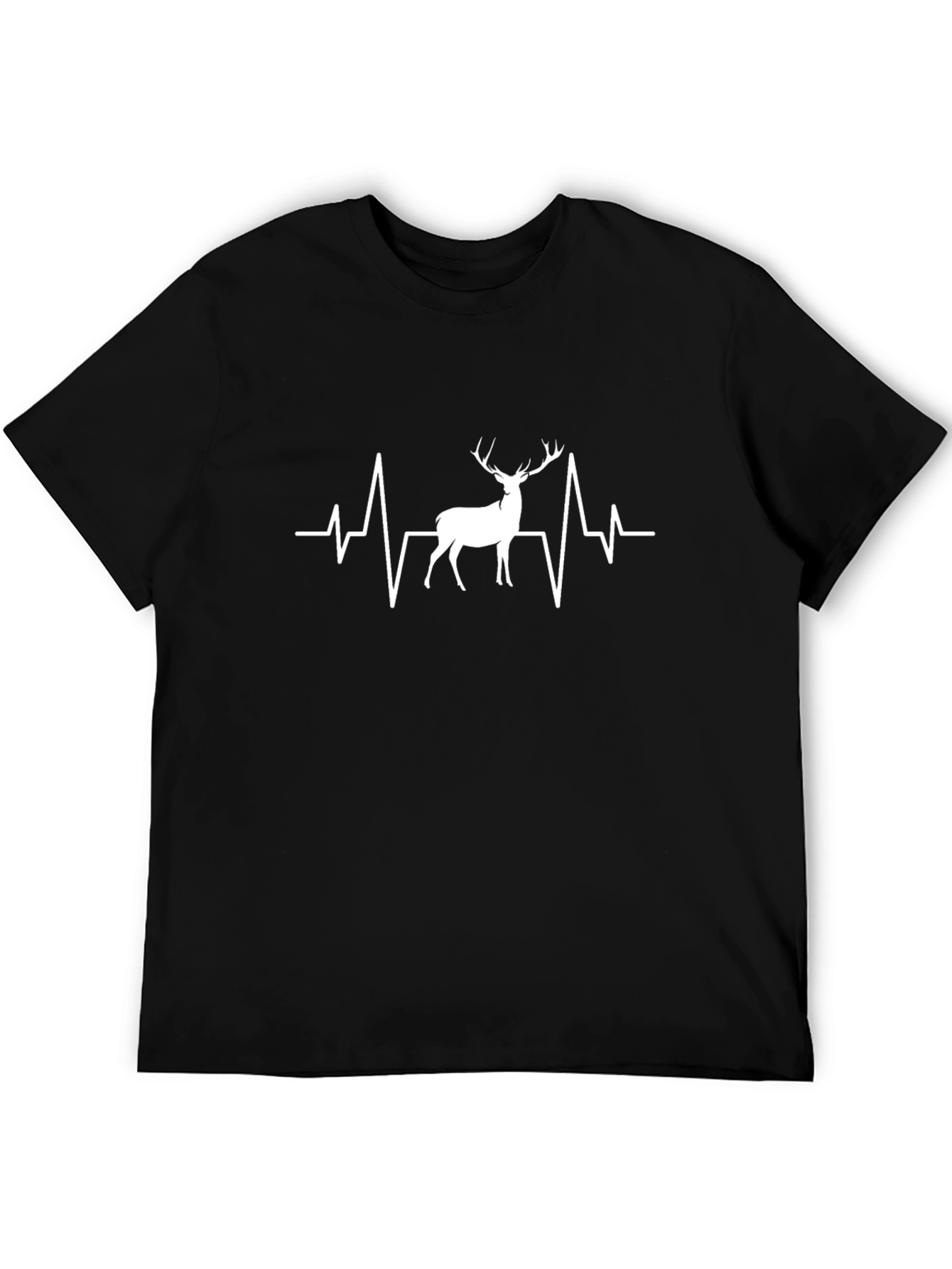 Deer Heartbeat Graphic Tee - Black Casual Top