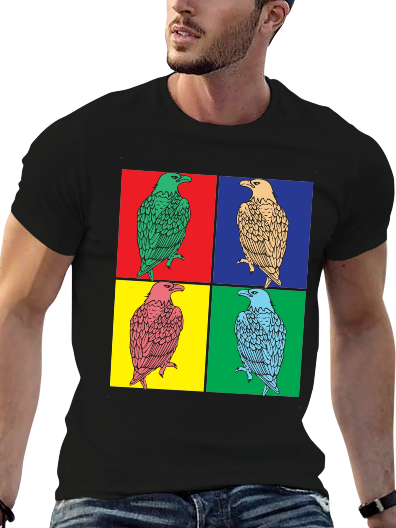 Pop Art Eagle Graphic Tee - Bold Style